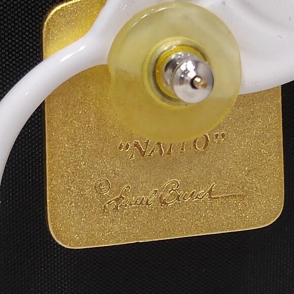 Laurel Burch "Naito" Post Earrings, Black Cloisonné, Gold Plated, 1980s Vintage - Picture 6 of 10